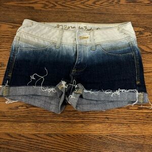 Ombre Denim Jean Shorts - White to Dark Blue